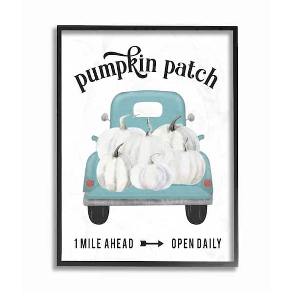 Stupell Industries "Pumpkin Patch Truck Autumn Fall Seasonal Design" by Lettered and Lined Framed Wall Art 20 in. x 16 in.