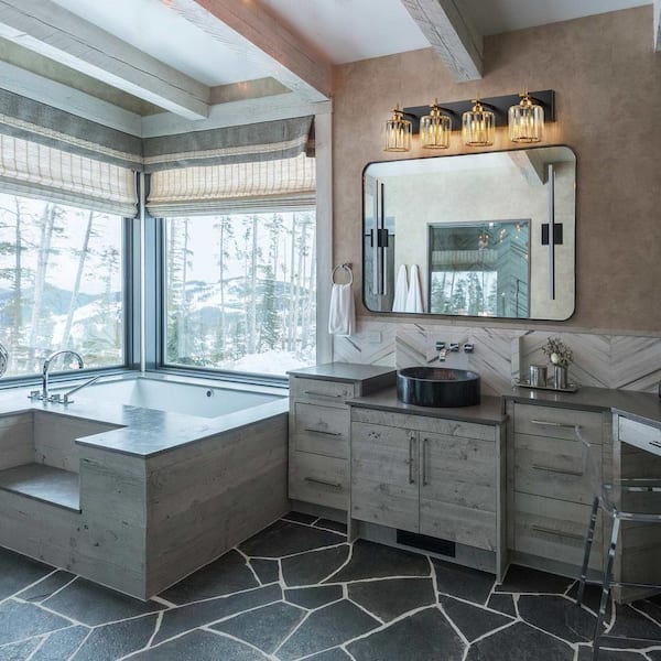 EDISLIVE Orillia 28 in. 4-Light Black and Gold Bathroom