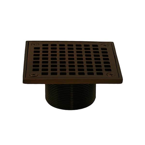 JONES STEPHENS 2 in. Brass Spud with 4 in. Square Strainer in Old World Bronze for Shower/Floor Drains
