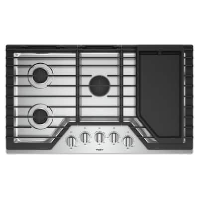 36 in. Gas Cooktop in Stainless Steel with 5 Burners and Griddle