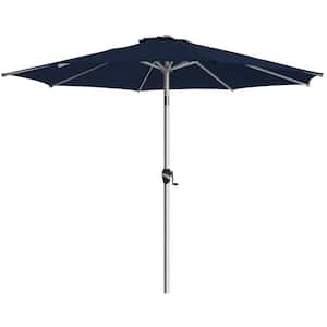 10 ft. Aluminum Outdoor Market Umbrella Patio Umbrella, 5-YEAR Fade-Resistant and Push Button Tilt in Navy Blue