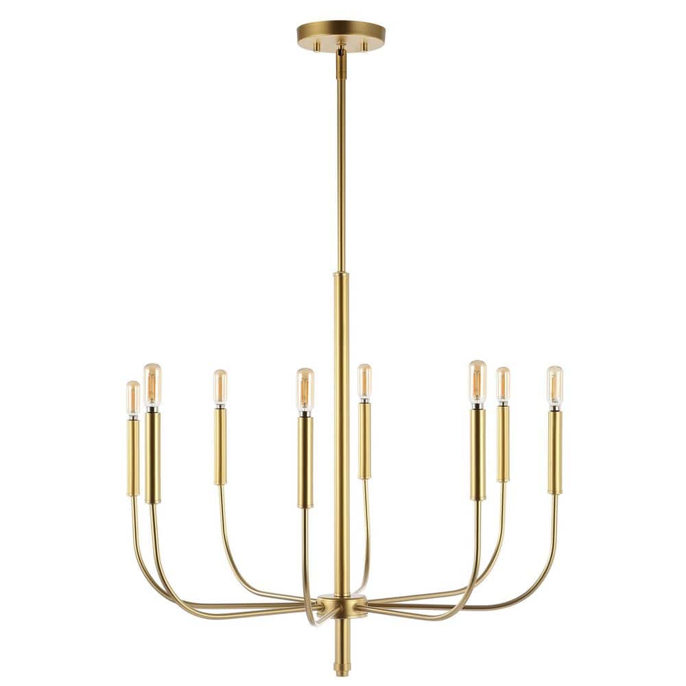 Amoros Mid-Century Transitional 27.25" Gold Satin Antler LED Chandelier