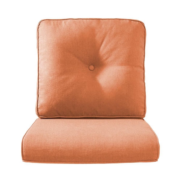 Pocassy 22 in. x 24 in. 2-Piece CushionGuard Outdoor Lounge Chair Deep Seat Replacement Cushion Set in Orange