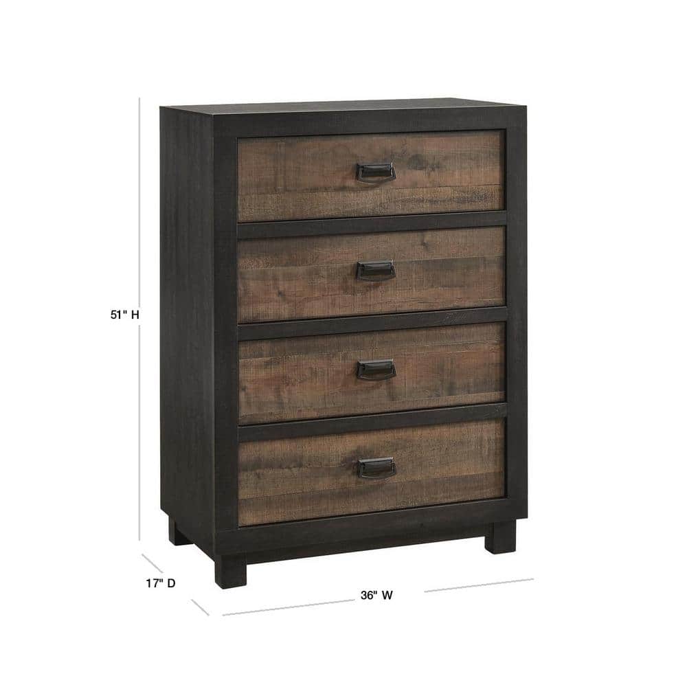 Harrison Rustic Brown 4-Drawer Chest with Felt Lined Top