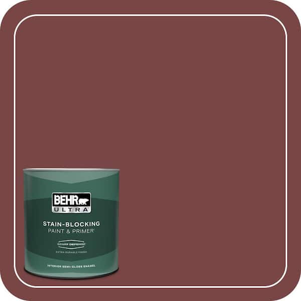 BEHR ULTRA 1 qt. #150F-7 Burnt Tile Extra Durable Semi-Gloss Enamel Interior Paint & Primer