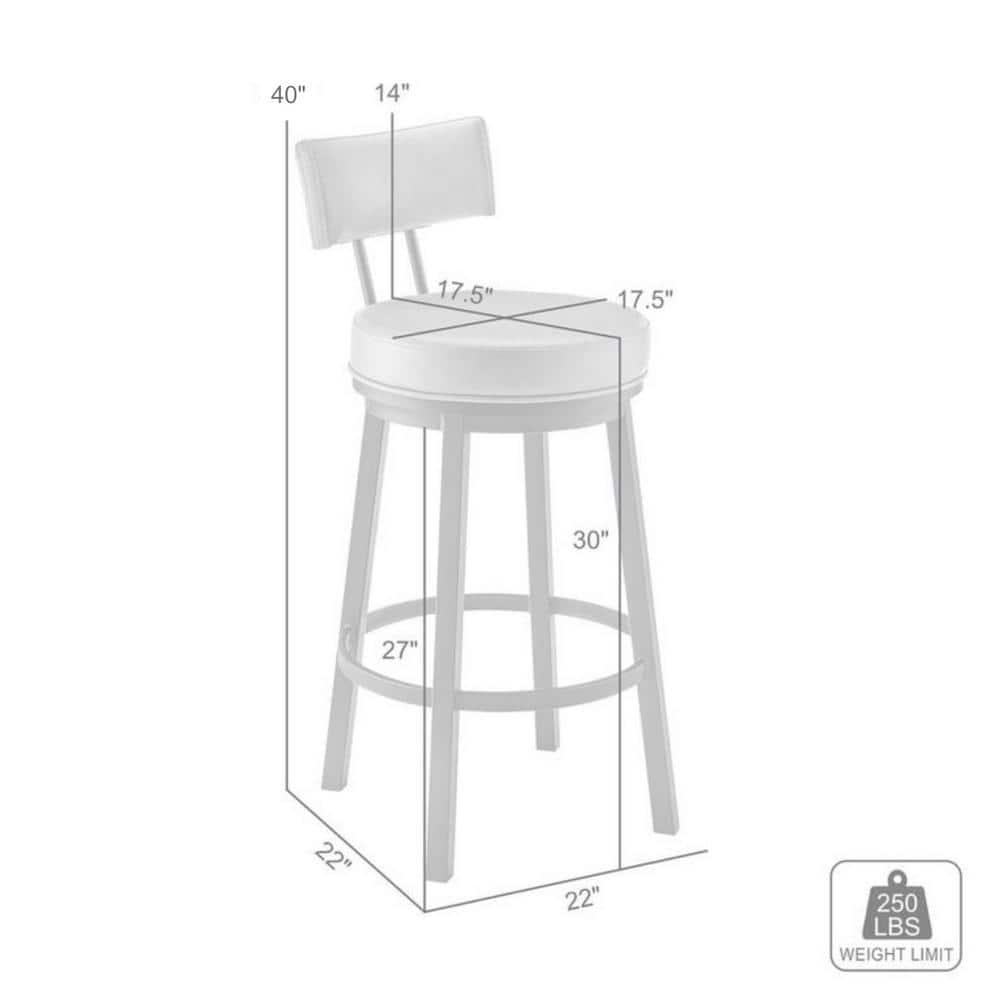 Gray Faux Leather Swivel Bar Stool with Metal Frame