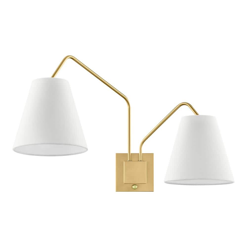 Home Decorators Collection Hilley 32 in. 2Light Aged Brass Wall Sconce HD2725AGB The Home Depot