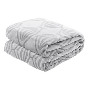 80 in. x 90 in. Gray Flannel Plush Throw Blanket