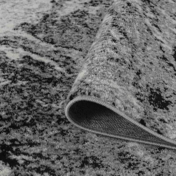 Sakarya Collection Grey Black 2 ft. x 10 ft. Contemporary Abstract Splash Indoor Area Rug