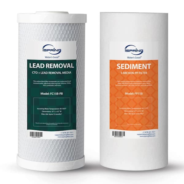 ISPRING 10 in. x 4.5 in. Whole House Water Filters WGB21B Series Water Filter Systems includes Sediment and Lead-Removal Filters