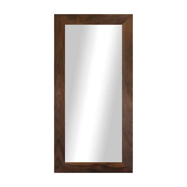 2 in Walnut Frame (30 in. W x 23 in. H) Walnut Hardwood Rectangle Wall Mirror