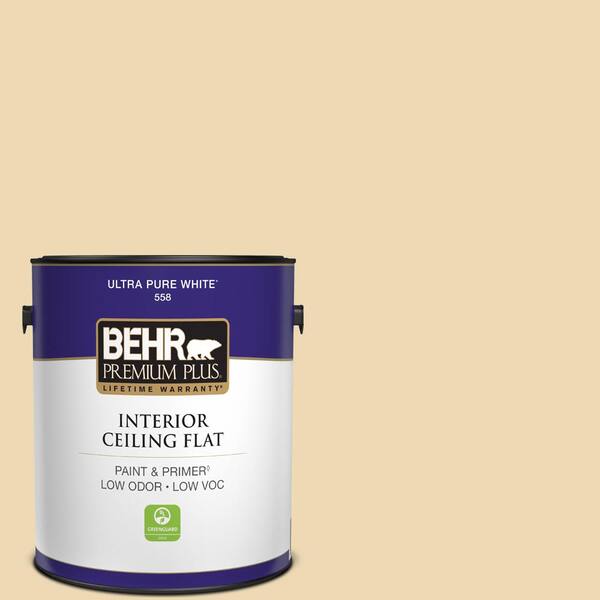 1 gal. #340E-3 Bavarian Cream Ceiling Flat Interior Paint