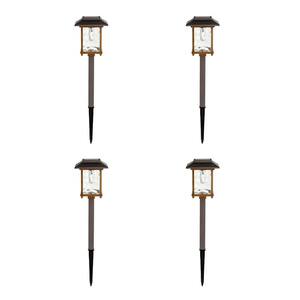 Parkwood Bronze and Gold Solar Vintage Bulb LED Weather Resistant Path Light ; 14 Lumens with Water Glass Lens (4-Pack)