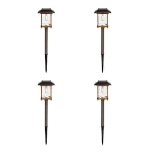 Parkwood 14 Lumens Bronze and Gold Vintage Bulb LED Outdoor Solar Path Light with Water Glass Lens (4-Pack)