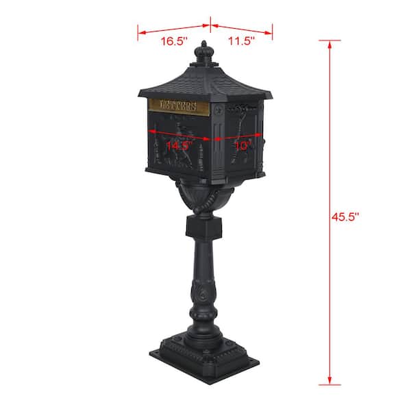Cast Aluminum Mail Box, Postal Box, Mailbox Color Black W465-D1216