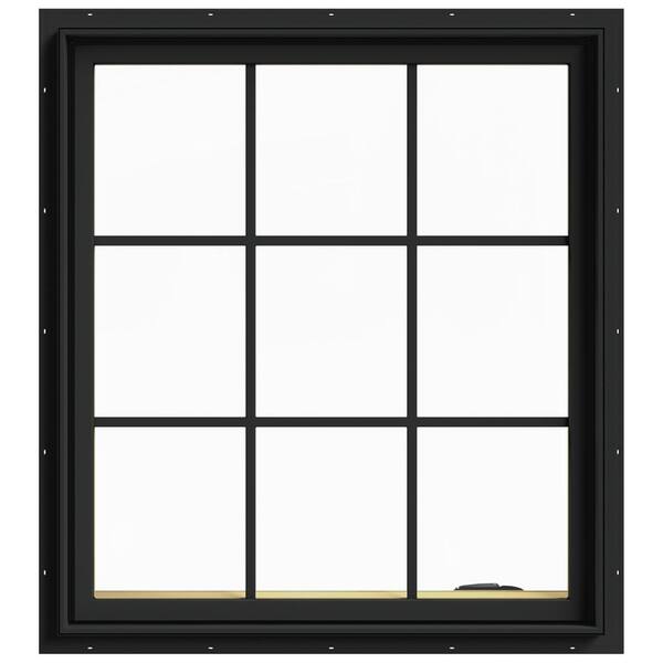 JELD-WEN 36 in. x 40 in. W-2500 Series Bronze Painted Clad Wood Right-Handed Casement Window with Colonial Grids/Grilles