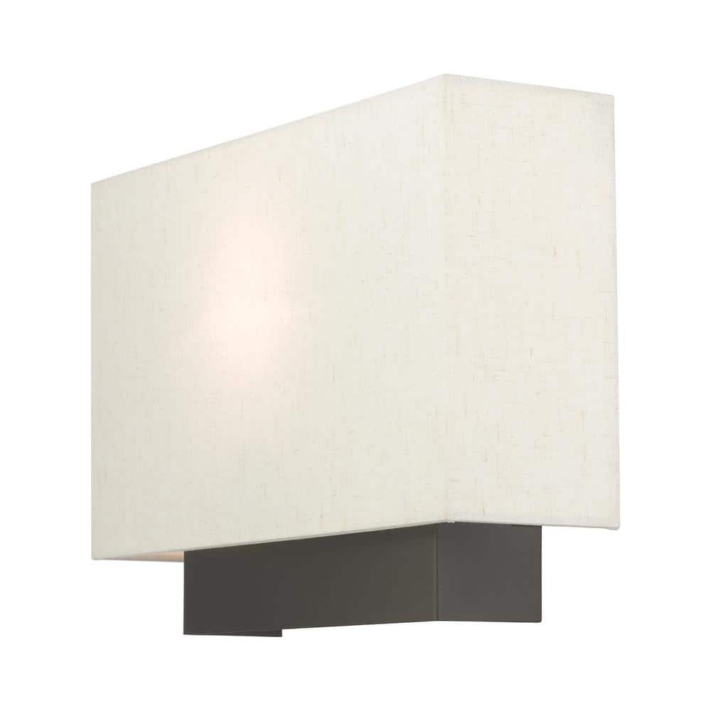 Meadow Modern English Bronze 1-Light ADA Sconce with Oatmeal Shade