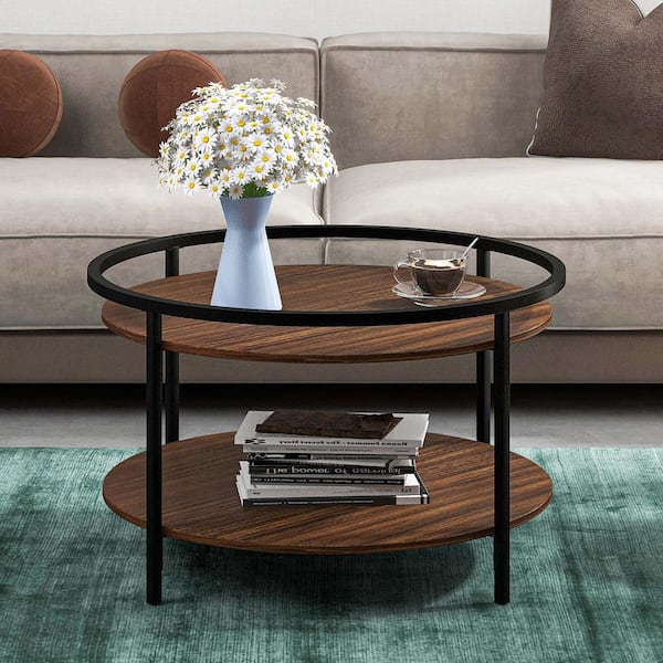 Brown Small Round Wood Coffee Table, Small Coffee Tables Wooden