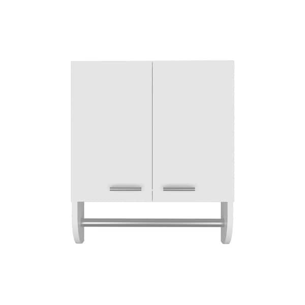 17.4 in. W x 20.3 in. H White Rectangular Engineered Wood Surface Mount Medicine Cabinet without Mirror with Towel Rod