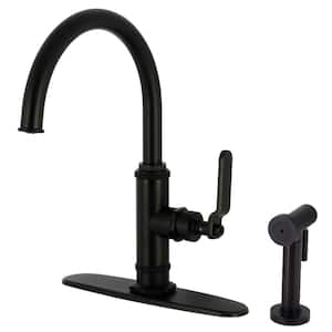 Whitaker Deck Mount Single Handle Standard Kitchen Faucet with Sprayer in Matte Black