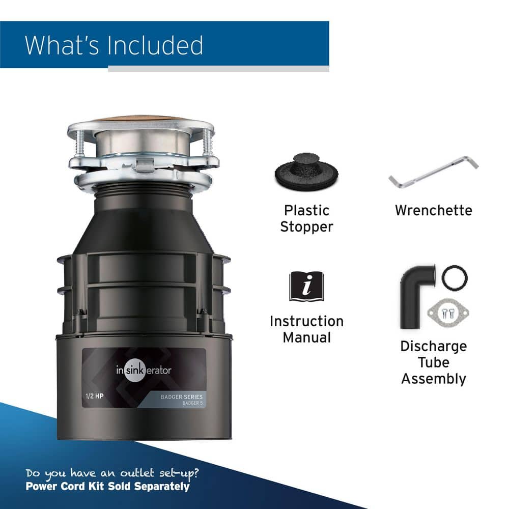 Badger Series 1/2 HP Continuous Feed Garbage Disposal in Gray Enamel
