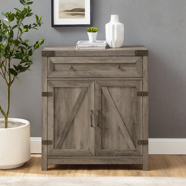 Details about   30" Farmhouse Barn Door Accent Cabinet Grey Wash 