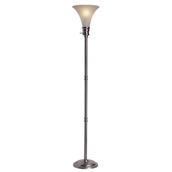 Bel Air Lighting 70.75 in. Brushed Nickel Floor Lamp with Frosted Glass Shade