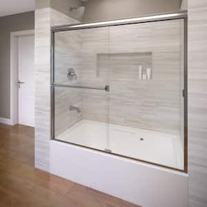 Classic 60 in. x 57 in. Semi-Frameless Sliding Bathtub Door in Chrome