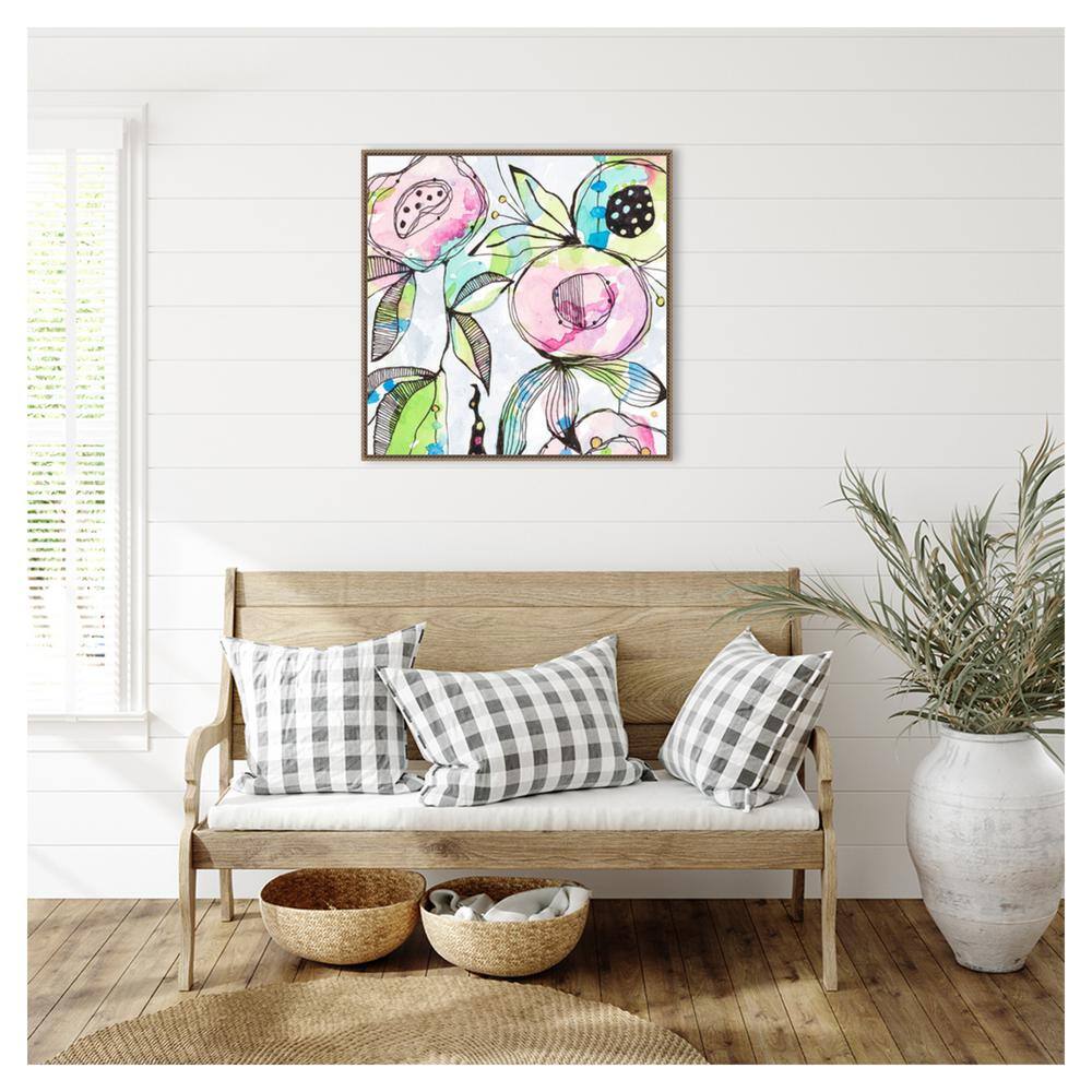 Colorful Abstract Floral Beaded Framed Canvas Wall Art