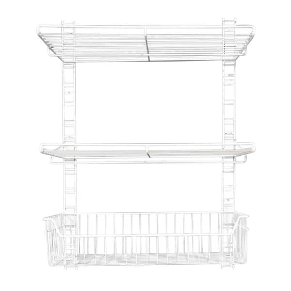 39 in. x 27 in. White Steel Rail Wall Bracket System for Wire Shelving