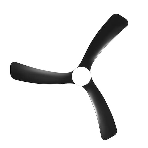 52 in. Indoor Black Low Profile Hugger Ceiling Fan with Adjustable White Integrated LED with 3-Black Blade and Remote