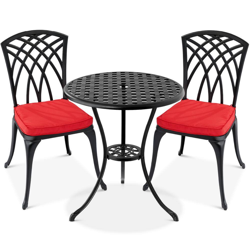 Best Choice Products 3Piece Metal Patio Conversation Set with Red
