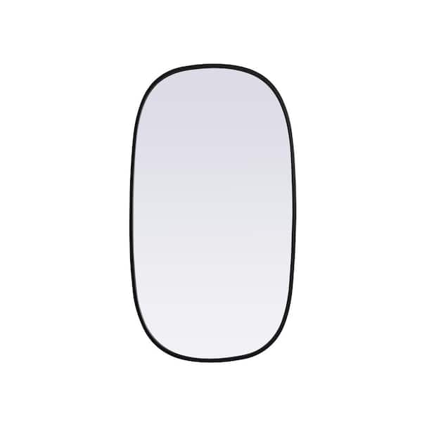 Unbranded Simply Living 20 in. W x 36 in. H Oval Metal Framed Black Mirror