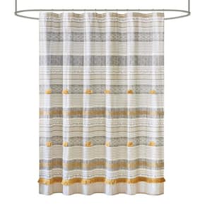 Cody 72 in. W x 72 in. L Cotton in Gray/Yellow Shower Curtain