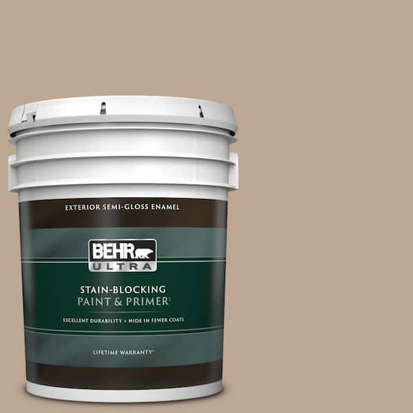 BEHR ULTRA 5 gal. #700D-4 Brown Teepee Semi-Gloss Enamel Exterior Paint & Primer