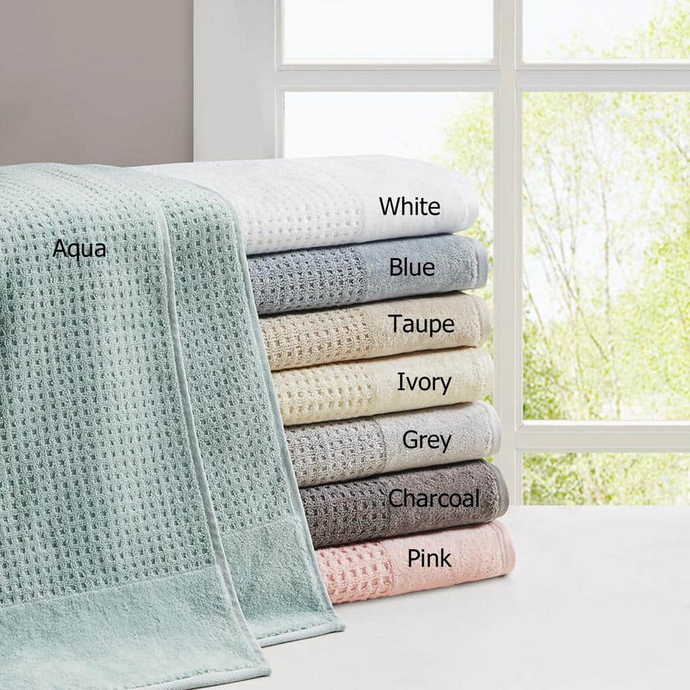Gray Cotton Waffle Weave Hand Towel Set of Six