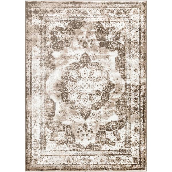 Livabliss Monte Carlo Taupe Medallion 9 ft. x 12 ft. Indoor Area Rug
