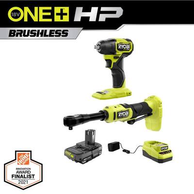 ONE+ HP 18V Compact Cordless Automotive Kit with 3/8 in. Impact Wrench, 3/8 in. Ratchet Kit, 1.5 Ah Battery and Charger
