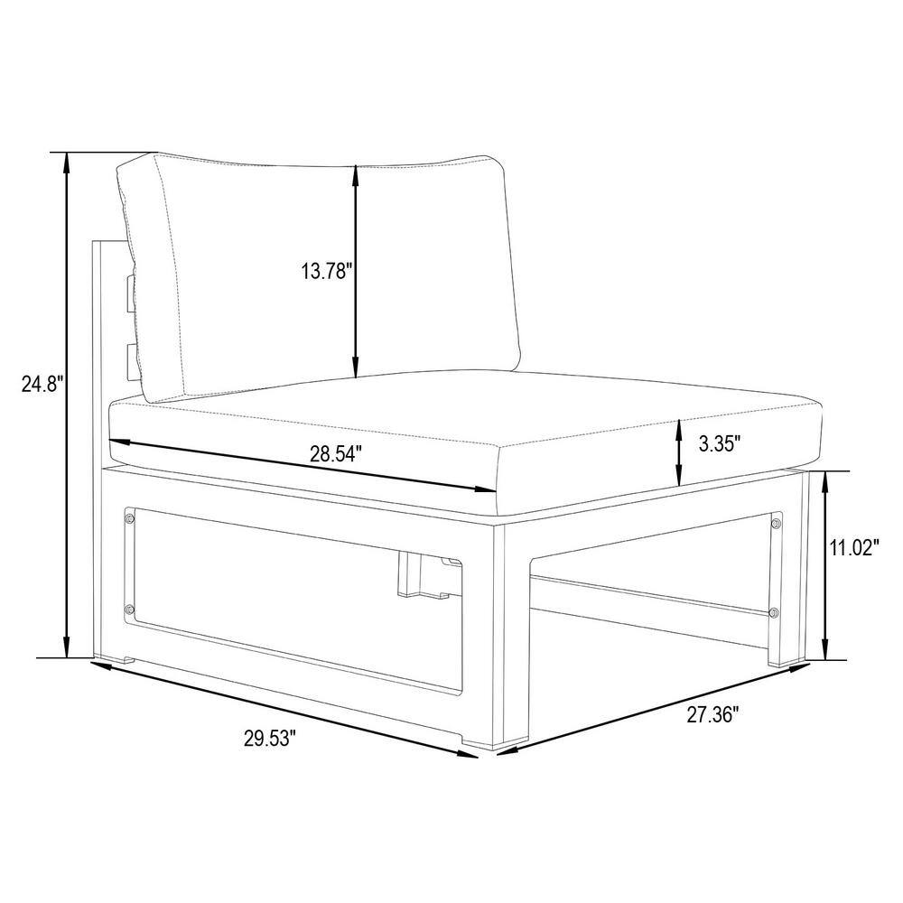 Chelsea 6-Person Black Aluminum Outdoor Sectional with Beige Cushions