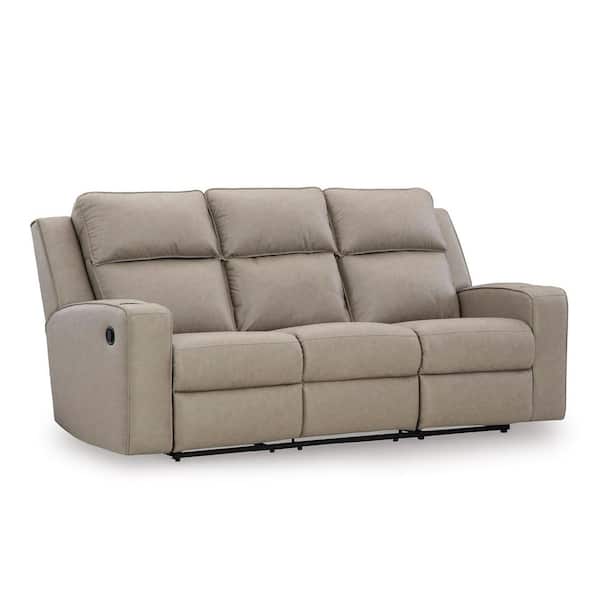 Next-Gen DuraPella 80 in. Pillow Top Arm Faux Leather Rectangle Power Reclining Sofa with USB Ports in Beige