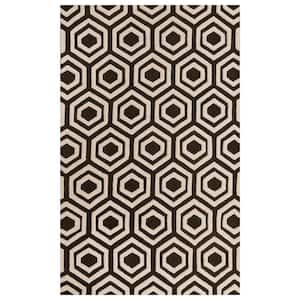 Geometric Brown/Ivory 5 ft. x 8 ft. Hand Woven Wool Indoor Area Rug
