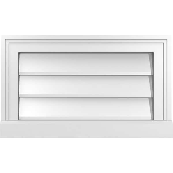 Ekena Millwork 20 in. x 12 in. Vertical Surface Mount PVC Gable Vent: Decorative with Brickmould Sill Frame