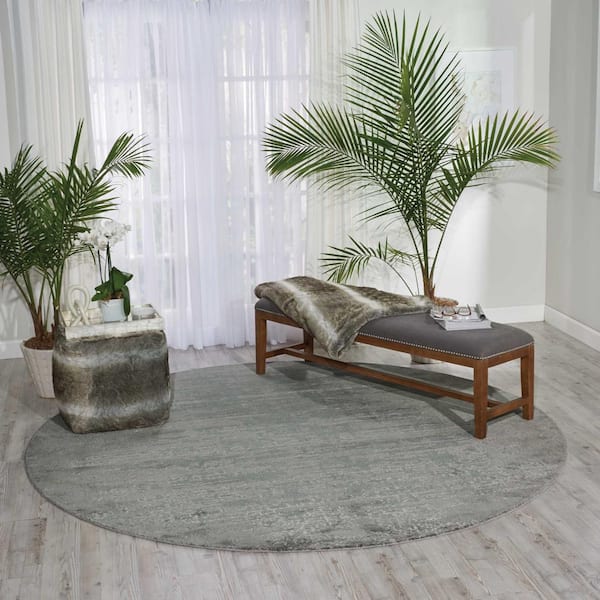 Twilight Seafoam 8 ft. x 8 ft. Abstract Contemporary Round Area Rug