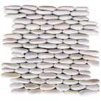 White Stacked 12 in. x 12 in. x 0.75 in. Natural Finish Stone Pebble Wall Tile (5.0 sq. ft. / case)