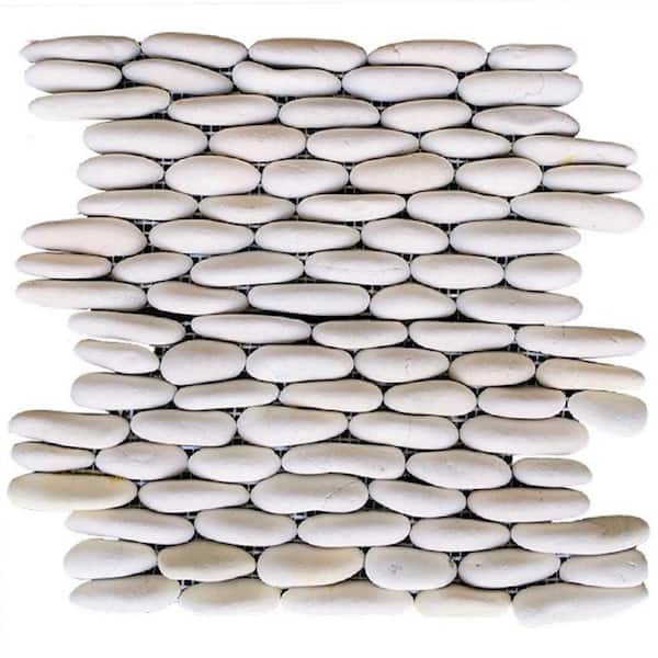 Rain Forest White Stacked 12 in. x 12 in. x 0.75 in. Natural Finish Stone Pebble Wall Tile (5.0 sq. ft. / case)