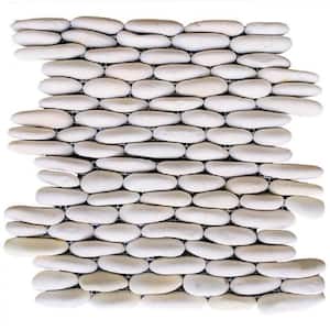White Stacked 12 in. x 12 in. x 0.75 in. Natural Finish Stone Pebble Wall Tile (5.0 sq. ft. / case)