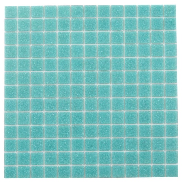 Apollo Tile Dune 4" x 6" Glossy Neon Aqua Green Glass Mosaic Uniform square Wall and Floor Sample Tile 0.13 sq. ft./Piece (1-Pack)
