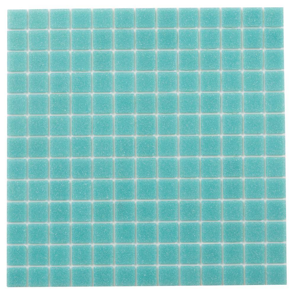 Neon Aqua Green 12" x 12" Iridescent Glass Mosaic Tile