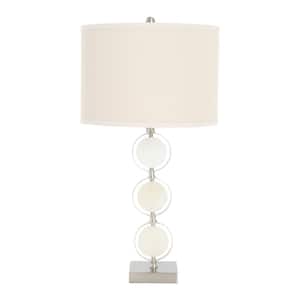 29.5 in. White and Silver Indoor Marble and Metal Table Lamp with Shade