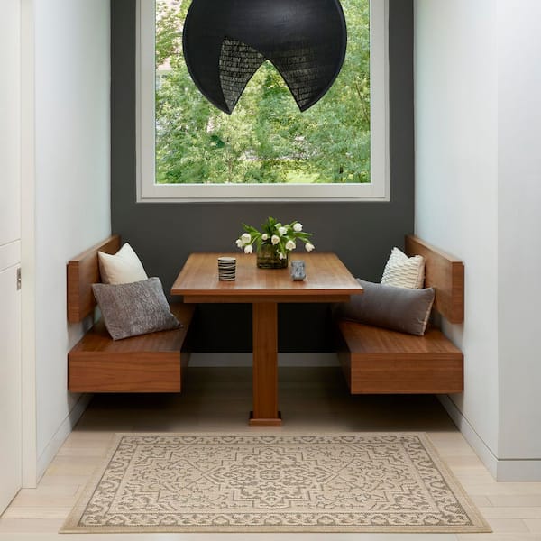 Tulum Taupe Olive 3 ft. x 5 ft. Center medallion Contemporary Area Rug